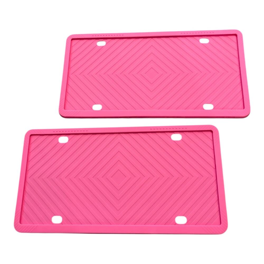 Silicone License Plate Covers 2 pcs Pink NEW